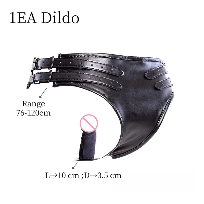 Erotic Bondage Harness Panties with No Vibration Silicone Dildo Vaginal Anal Plug for Women Intimate Strap-on Chastity Pants