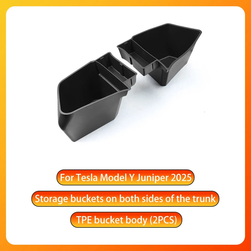 For Tesla Model Y Juniper 2025 Trunk Organizer Side Storage Box Boot Organizer TPE Storage Bin Anti-dirty Car Travel Accessories
