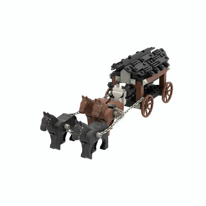 MOC Medieval Military Carriage Carriage Chariot Knight Transport Carriage Weapons Figures Vegetable Wood Bricks Children's Toys