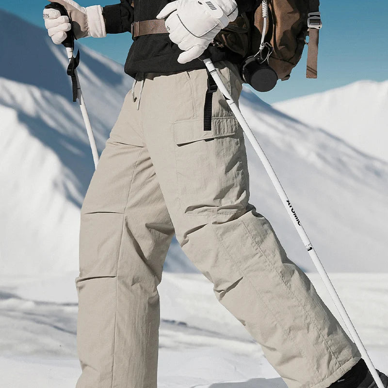 90 Duck down Winter Outdoor Windproof Warm Workwear Trousers Straight Leg Bootcut Ski Pants Fashionable Couples Style