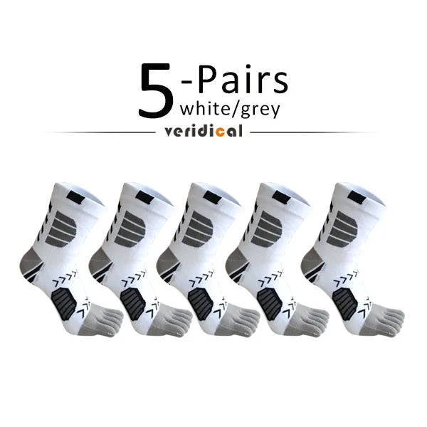 1/5 Pairs Sport Toe Socks Compression Cotton Sweat-Absorbing Deodorant Bike Marathon Fitness Outdoor Basketball 5 Finger Socks