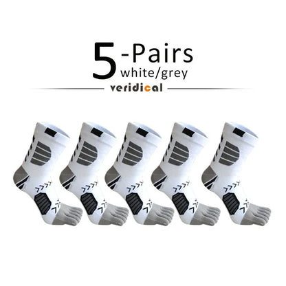 1/5 Pairs Sport Toe Socks Compression Cotton Sweat-Absorbing Deodorant Bike Marathon Fitness Outdoor Basketball 5 Finger Socks