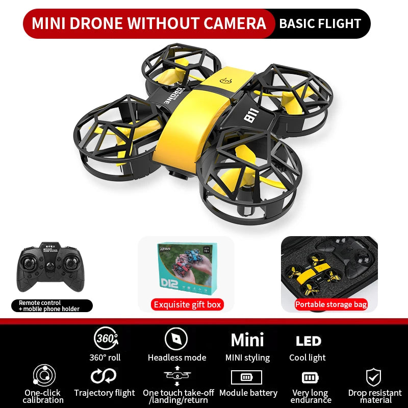 2025 DWI NEW MINI  RC Quadcopter Remote Control DRON D12 HD Dual Camera Fixed Height Rc Plane  aldult Children's Toy  GIFTS