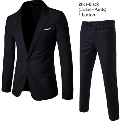 Elegant Men Suits 3 Pieces 2 Blazers Sets Wedding Jackets Vest Pants  Classic  2025 Formal Coats Korean Costumes