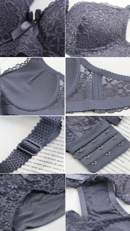 2025 New Sexy Bras Set 34/75 36/80 38/85 40/90 42/95 44/100 BC Cup Underwear For Women Push Up Bow Lingerie
