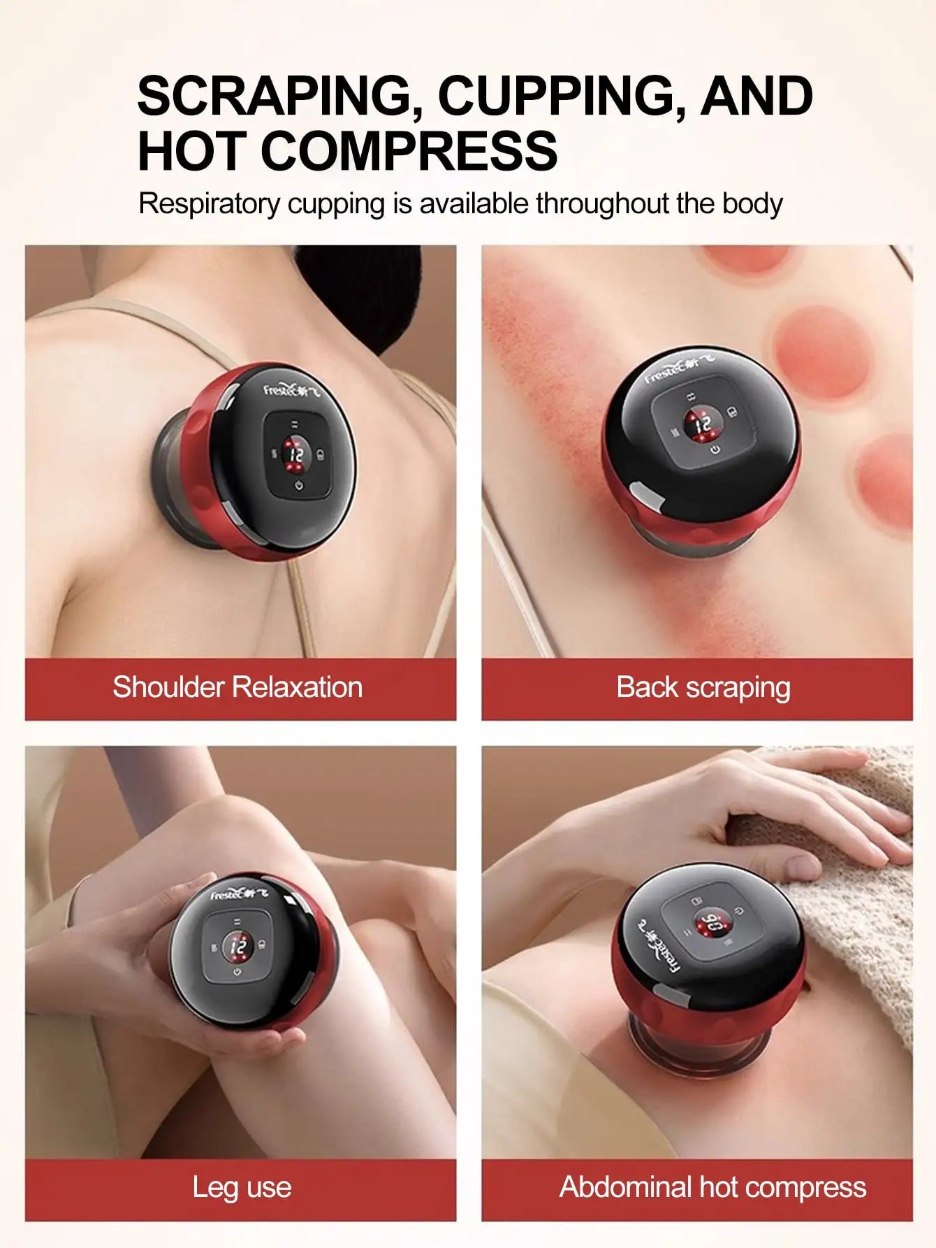 Electric vacuum cupping, scraping, skin massage device, body heating, scraping,suction cup treatment set, health and portabilit