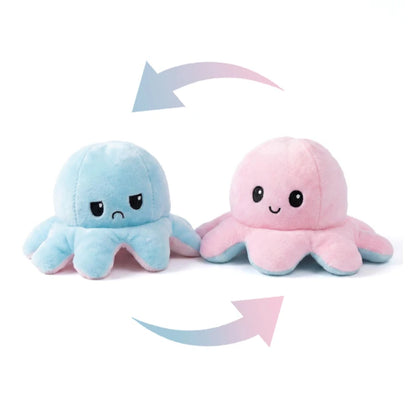 Double-Sided Octopus Plush Toy Purple and Blue Double-Sided Flip Plush Toy with Embroidered Details A Cute Collectible Plush Toy