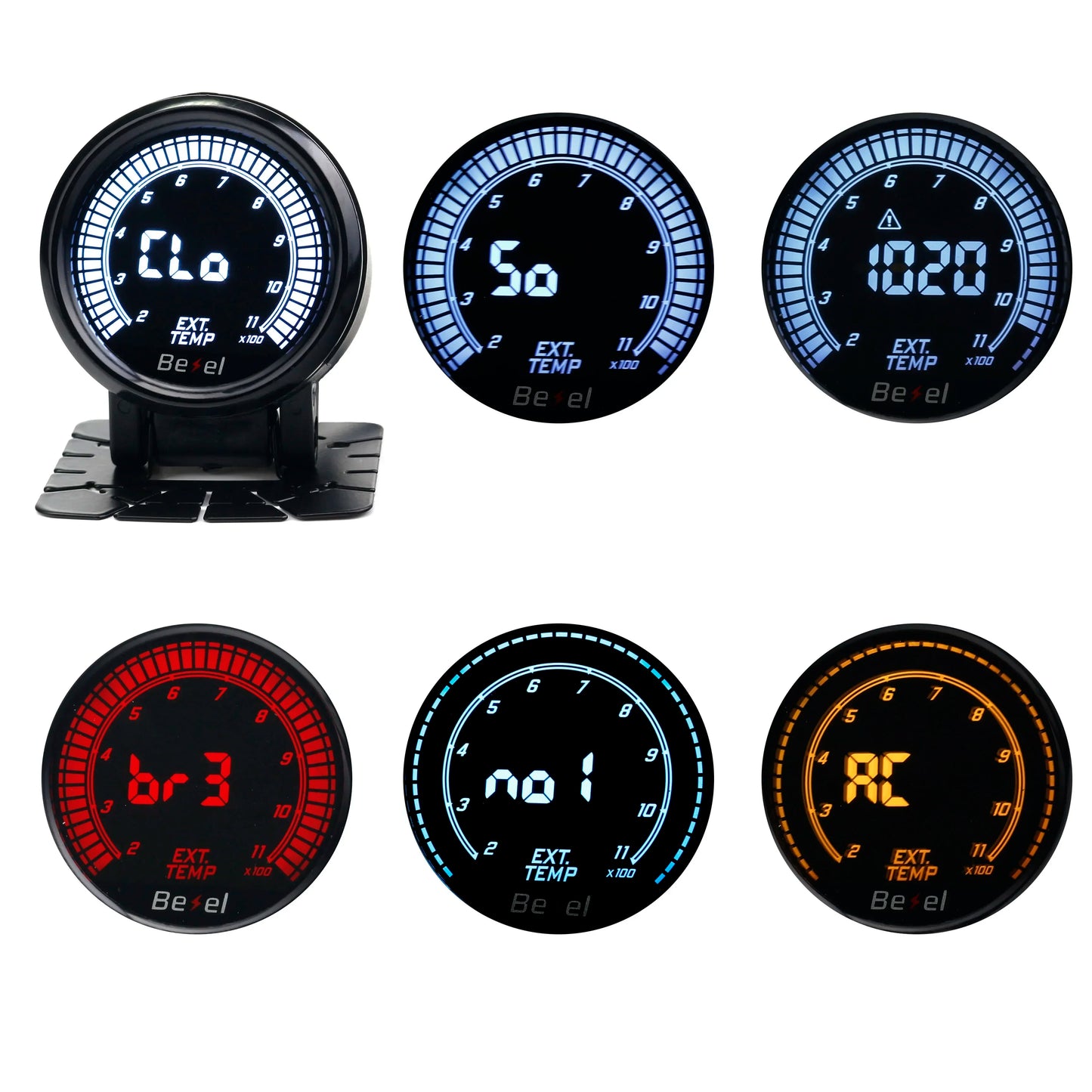 52mm Boost Water temp Oil temp Volt Vacuum Tachometer EGT Air fuel ratio Oil pressure Gauge 10 Color Car Meter