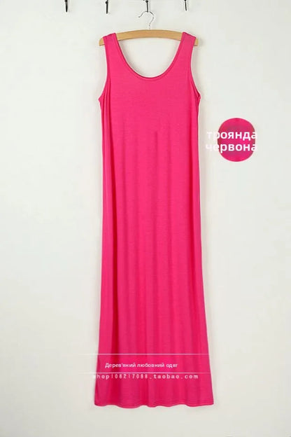 Spring Summer 2026 Women's Modal Long Sleeveless Dress Beachwear Base Layer Vest Skirt Large Size Korean Style Commute