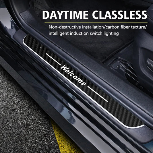 Carbon fiber For Ford ST Line Focus Fiesta Kuga Escape Customized Car Welcome Door illuminated Sill Light Logo LED Pedal Lamp