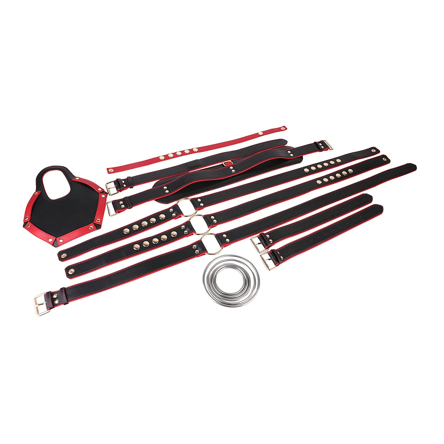 ANOSX Leather Control Harness Body Bondage Belt Kit Restraint Straps Neck To Thigh Strap Collor With Cock Ring Strap On Belts