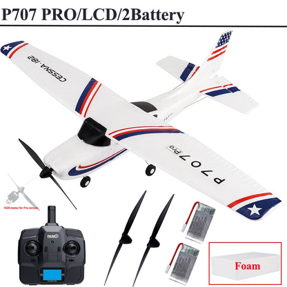 Parkten RC Airplane P707G PRO LCD Version 2.4G 3D/6G With Gyro 3Ch Fixed Wing Plane Outdoor Toys Drone RTF CESSNA 182 Glider