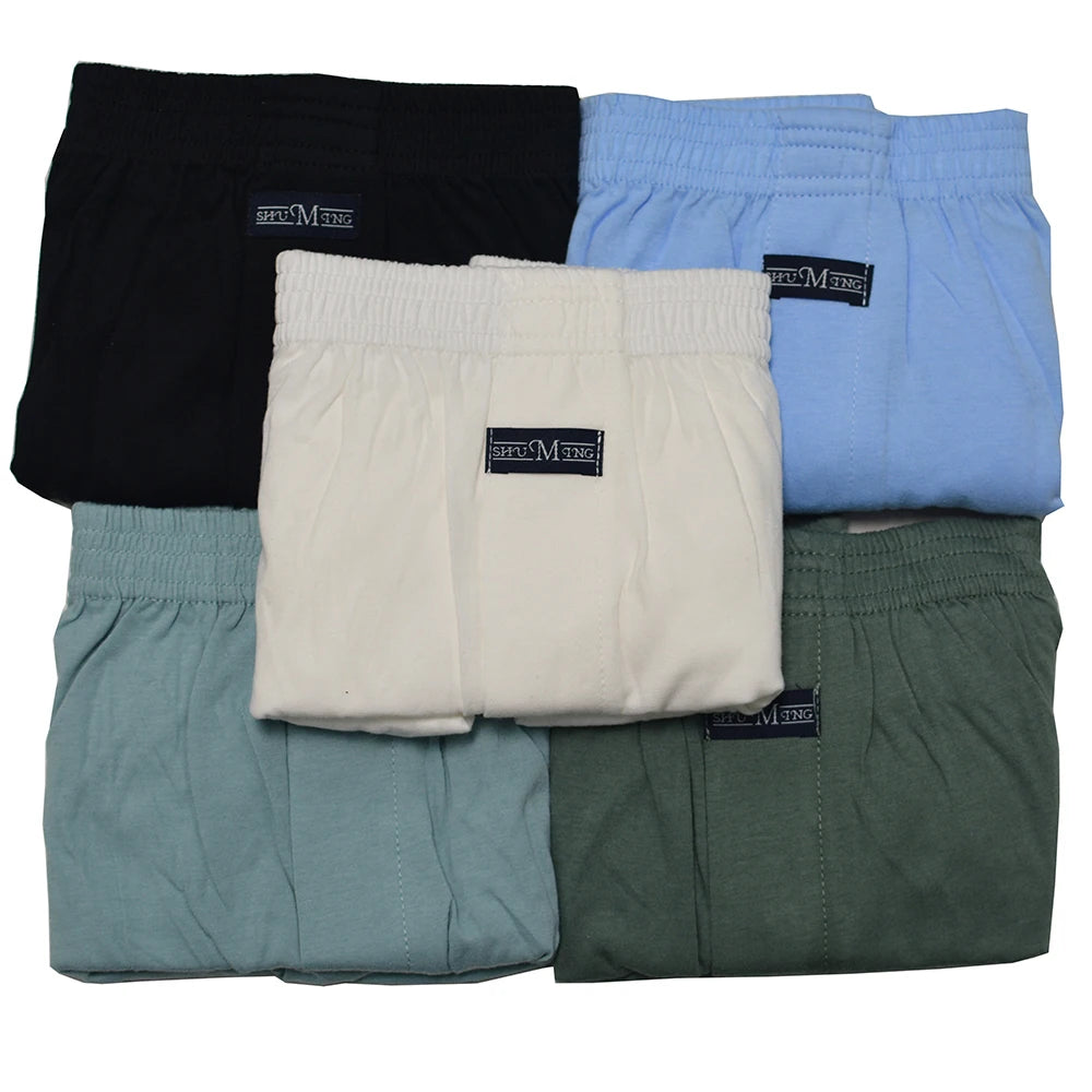 5PCS/Pack 100% Cotton Men Solid Pajama Pants Casual Elastic Waist Sleeping Shorts 3D Crotch Bottoms Breathable Pijama Hombre
