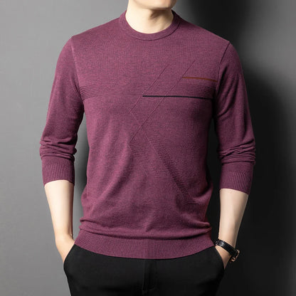 Anti-Pilling High-End Knit Men Pullover Sweater Jumper New Lightweight Round Neck Loose Fashion