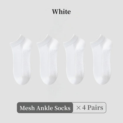 1/4/7 Pairs Men's Mesh Breathable Ankle Socks & Crew Socks - Lightweight Cotton Low Cut No Show Socks for Sports, Spring Summer