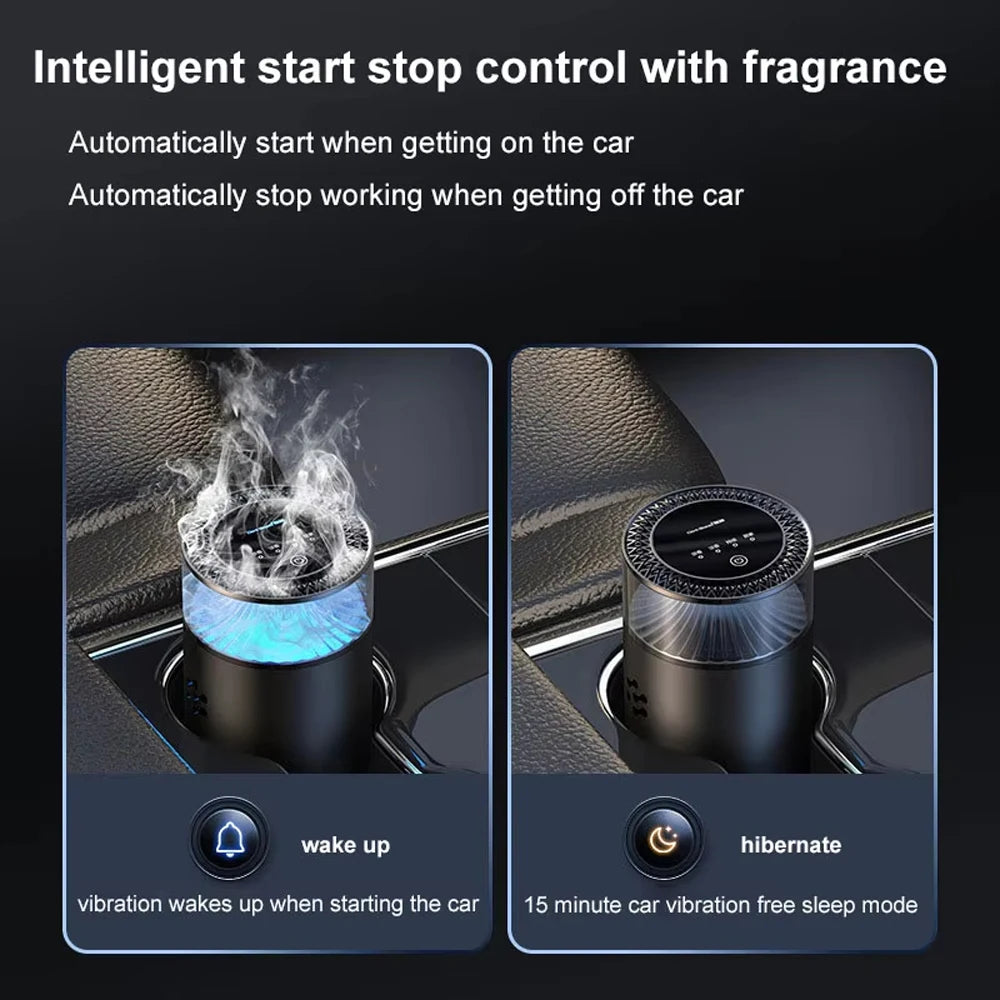 Smart Vehicle Aromatherapy Machine，Auto Start/Stop，Atomized Scent Diffusion，3-Gear Control，Detachable Replaceable Cartridge