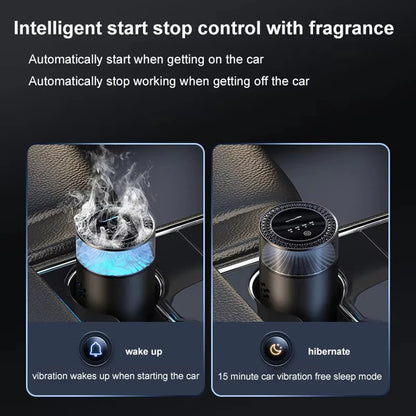 Smart Vehicle Aromatherapy Machine，Auto Start/Stop，Atomized Scent Diffusion，3-Gear Control，Detachable Replaceable Cartridge