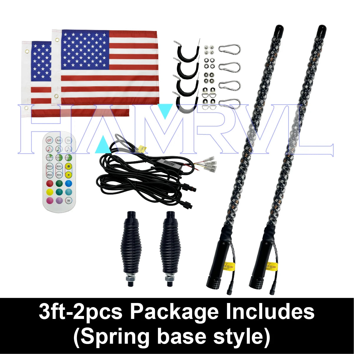 1/2 PCS 2/3/4FT LED Whip Lights RGB Waterproof Multi-Color Flagpole Lamp Bowlight for Offroad Sand Rails Buggies SxS ATV/UTV RZR