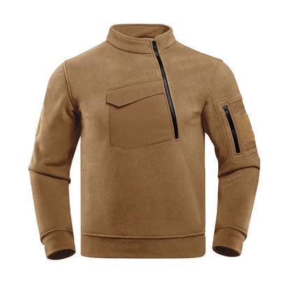 New Men's Hooded Sweatshirts Casual Autumn Winter Fleece Sweatshirt Hiking Tactical Zip Sweatshirt Thicken Solid Color Sweater