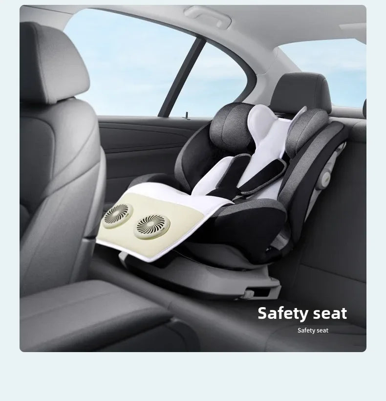 USB Charging Detachable Silent Fan Ventilation Cover Ice Silk Baby Stroller Cool Seat Cover Breathable Car Safety Seat Cover