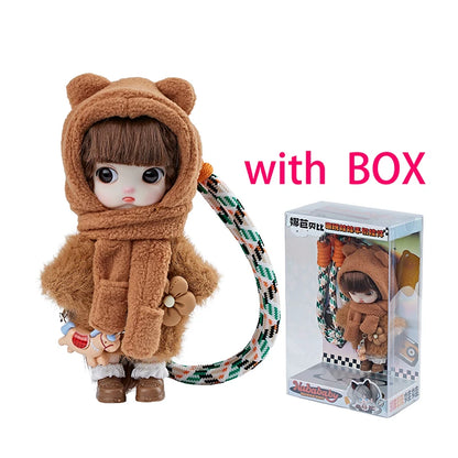 13cm Bjd Doll Trendy Collectible Toy Four Series Styles Changeable Outfit Phone Backpack Pendant Free Dopamine Color Lanyard Mul