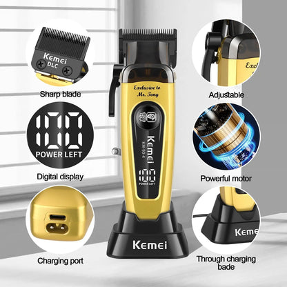 Professional Hair Clipper KM-90-5,KM-90-4 Electric Hair Trimmer Set For Men Rechargeable Cordless Haircut Machine for Barber