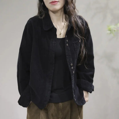 New Long Sleeve Corduroy Shirt Women Clothing Autumn Winter Fashion Casual Solid Color Cotton Top Womens Cardigan Blouse 2024