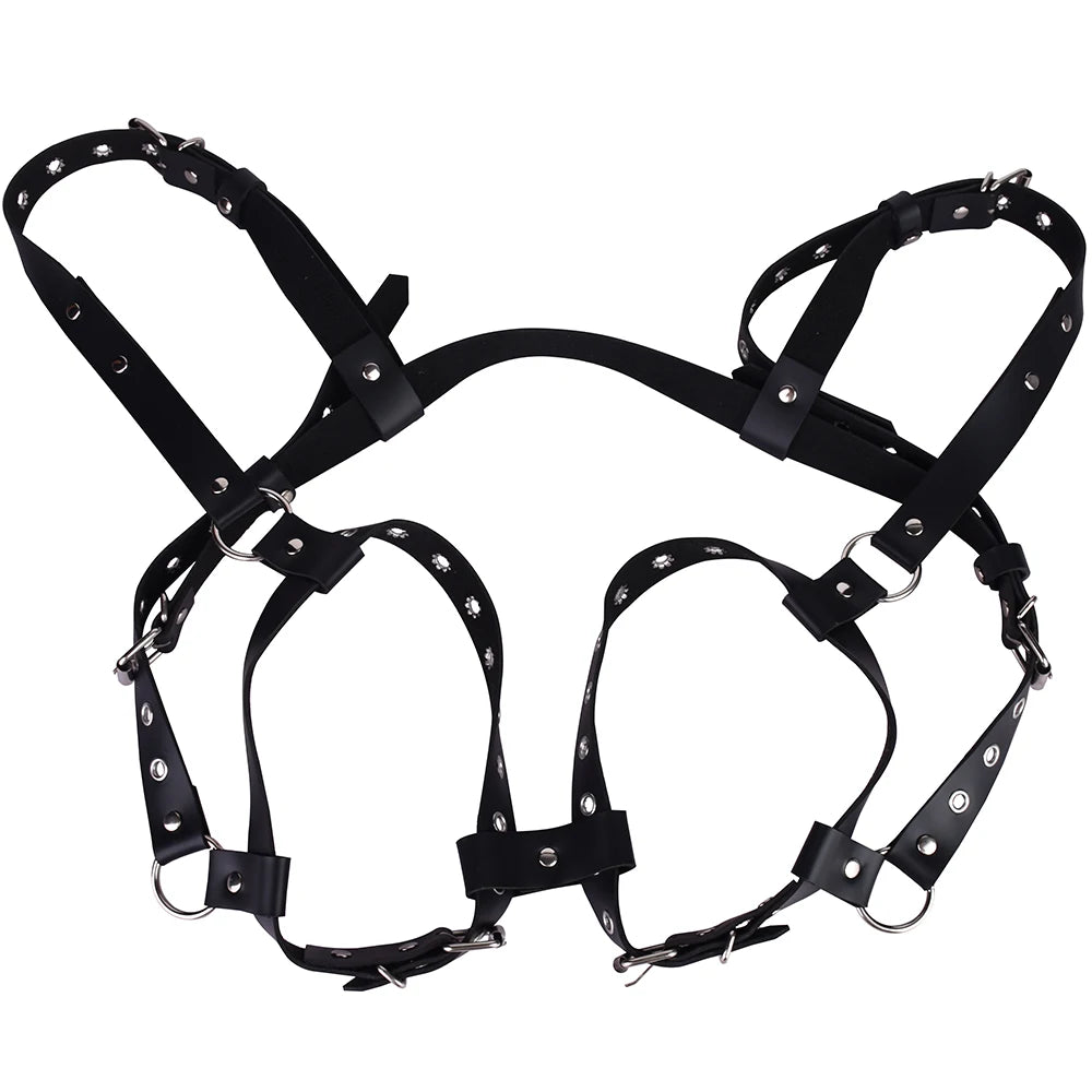 QKKQ Black PU Leather Strap On Belt Chest Bind For Women Pleasure Breast Bondage BDSM Adult Play Accessories Couple Flirting