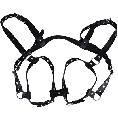 QKKQ Black PU Leather Strap On Belt Chest Bind For Women Pleasure Breast Bondage BDSM Adult Play Accessories Couple Flirting