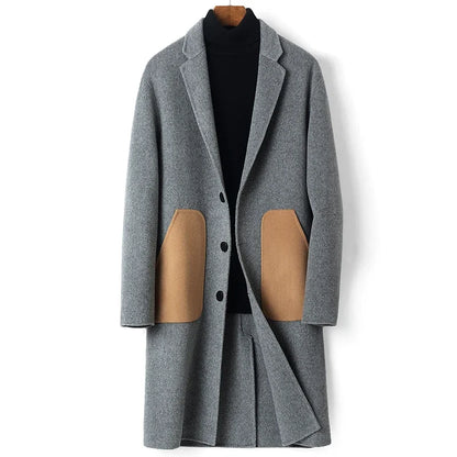 YOLANFAIRY 2025 Men Clothing 100% Wool Coat Autumn Winter Double-sided Wool Trench Coat Long Coat Windbreaker Jackets Abrigos