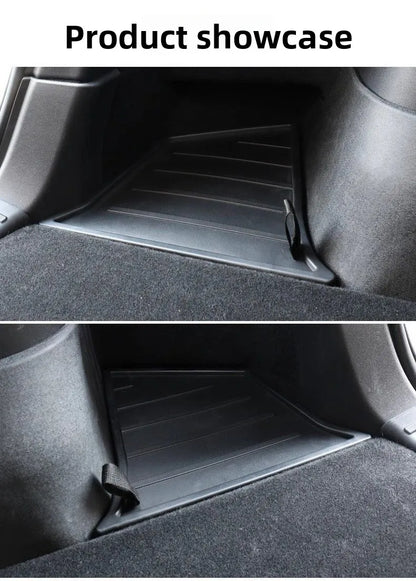 For Tesla Model Y Juniper 2025 2026 Launch Trunk Side Storage Box Boot Organizer Flocked TPE Mat Anti-dirty Travel Accessories
