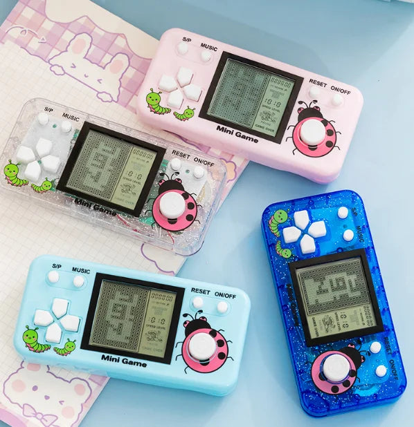 Transparent Mini Handheld Game Console 26 Classic Russian Block Games Backpack Pendant Toy For Chrismas