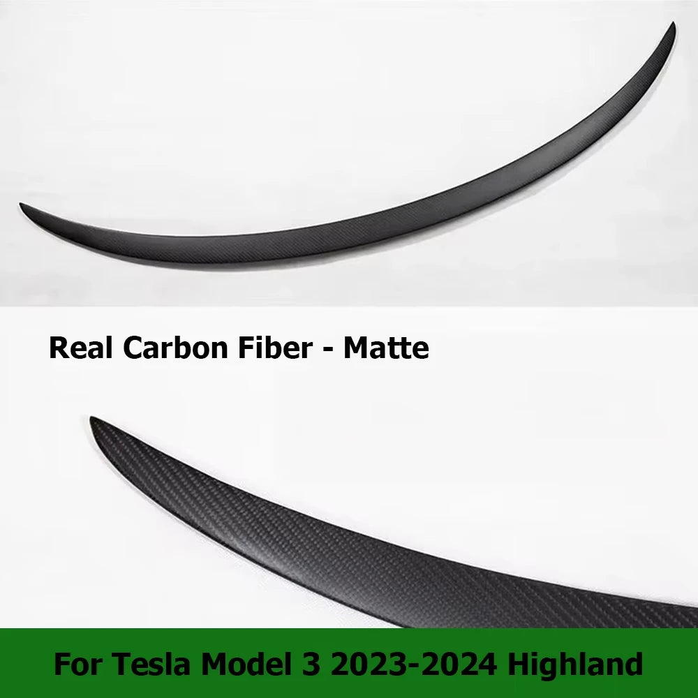 Real Carbon Fiber Spoiler For Tesla Model Y 2024 Trunk Spoilers Model 3 Highland Rear Door Tail Trunk Wings Car Accessories