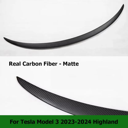 Real Carbon Fiber Spoiler For Tesla Model Y 2024 Trunk Spoilers Model 3 Highland Rear Door Tail Trunk Wings Car Accessories