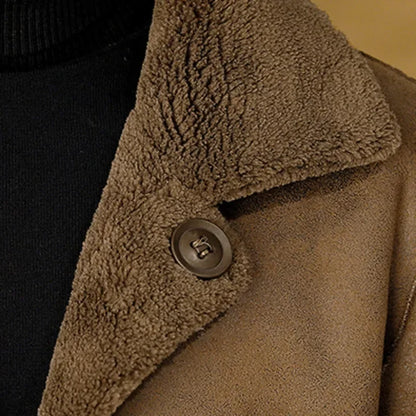 Double -sided Wear Winter Jacket Men Granular Velvet Splicing Slim Abrigo Largo Hombre Solid Color Coat Long Warm Jackets