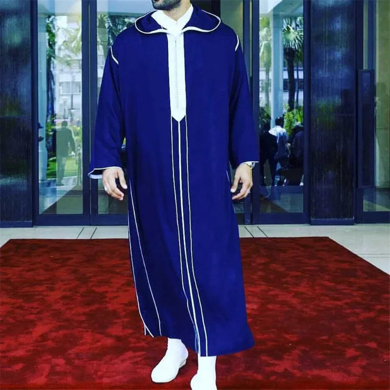 White Muslim Slim Fit Mens Thobe Robe Shirt