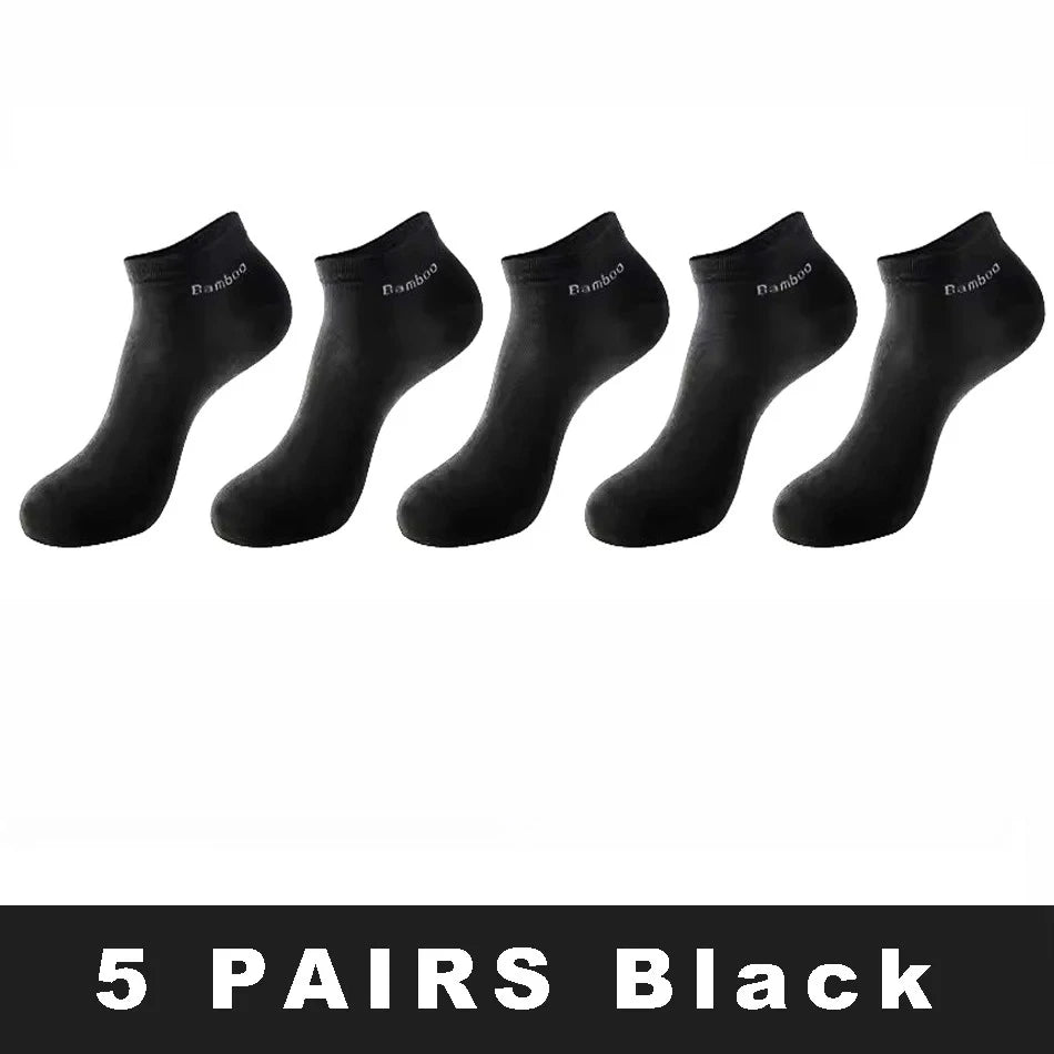 1/5/10 Pairs Men's Bamboo Fiber Ankle Socks High Quality Breathable Anti-Bacterial Casual Short Socks Size 38-45