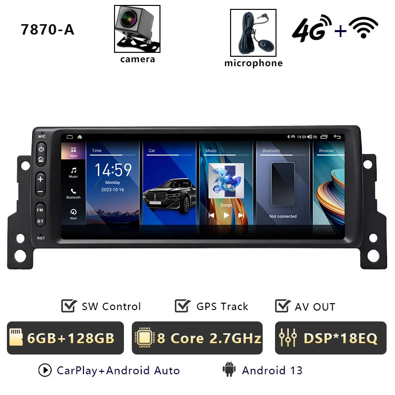 CHSTEK Android 14 Car Radio Stereo For BMW Mini Cooper S R50 R52 R53 2004-2007 Carplay Multimedia Player GPS WIFI 4G Autoradio
