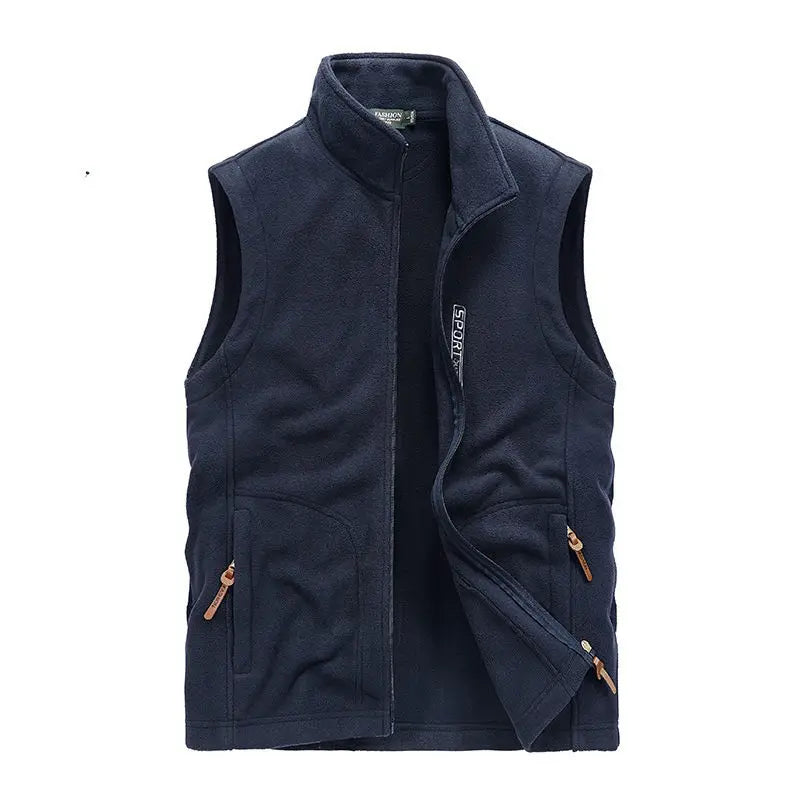 Autumn men's outdoor casual plus size fleece vest men's fleece warm and fashionable stand collar