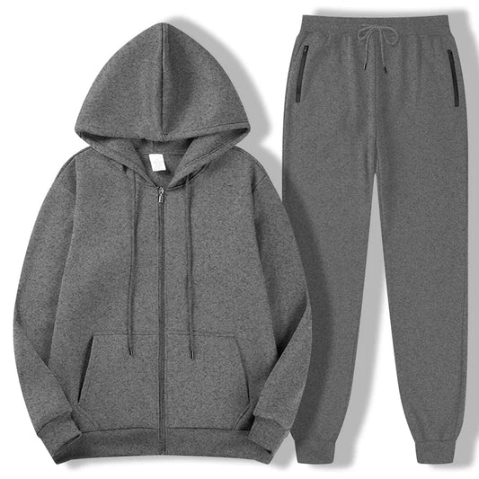 2025 Newest Men's Autumn Winter Collection Zip Hooded Sweatshirt and Trouser Two Piece Tracksuits