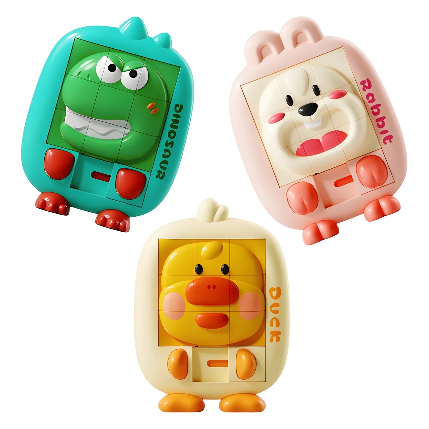 Cartoon Huarong Road Puzzle Logic Board Dinosaur Rabbit Duck Slide Puzzle Thinking Education Challenge Game Children Travel Toy