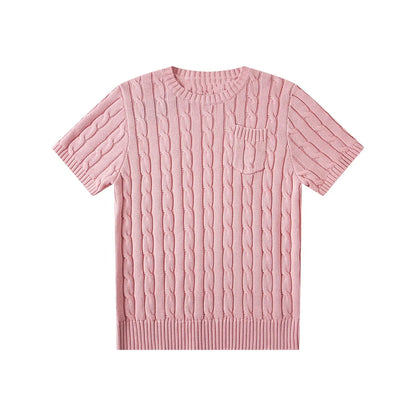 women's t-shirts and polos old money style Classic round neck Women's shirt embroidered chest pocket knitted short sleeved shirt