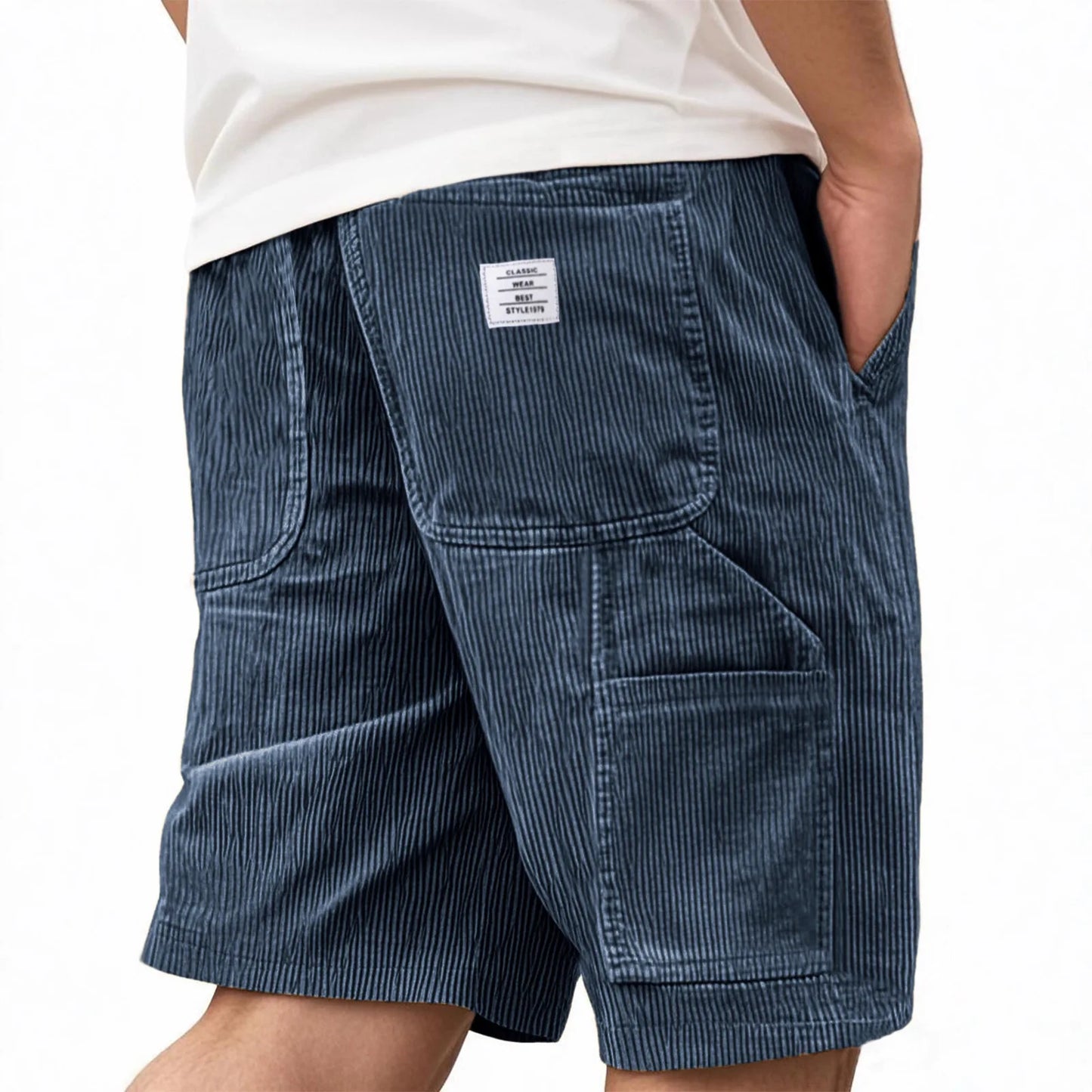 2026 New Men Double Layer Pocket Stripes Versatile Casual Pants Loose Shorts Comfortable Mens Outfit