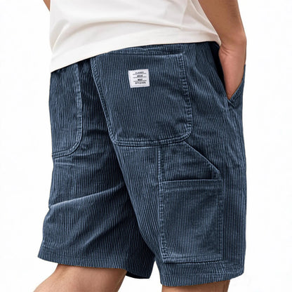 2026 New Men Double Layer Pocket Stripes Versatile Casual Pants Loose Shorts Comfortable Mens Outfit
