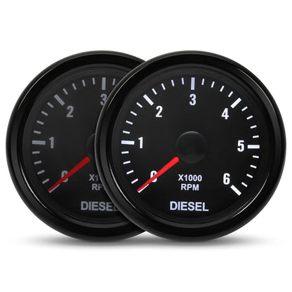 New 52MM 0-6000 RPM Tachometer White Backlight Tacho Meter Electrical Tachometer Gauge For 1-20 Cylinder Diesel Engine Car 12V