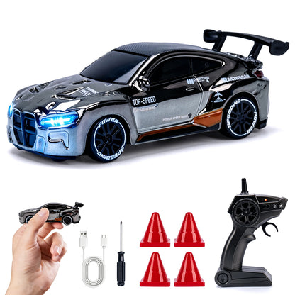 1/64 High Speed Drift RC Car with Light 2.4G 4WD Remote Control Car Mini Racing Model Cars Desktop Full Proportion Cars Gifts