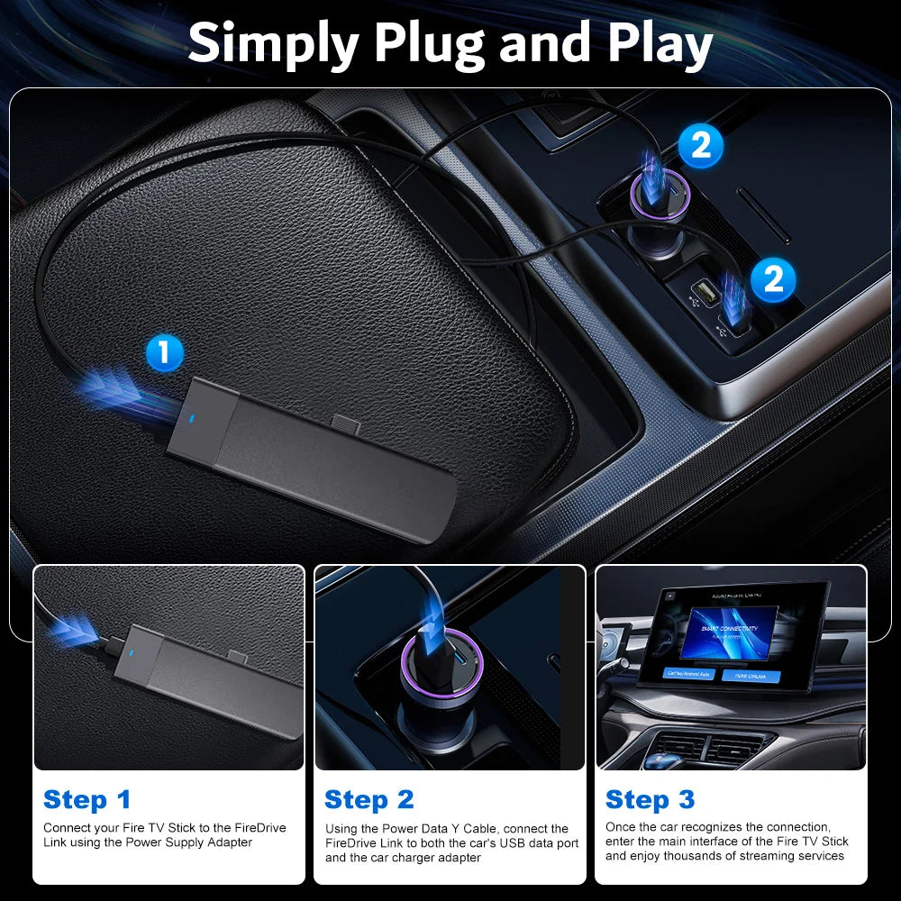 CarlinKit FireDrive Link Pro Wireless CarPlay Adapter for Amazon Fire TV Stick HDMI Android Auto Car TV Mate Video Streaming Box