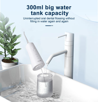 Fairywill Cordless Water Flosser 3 Modes And 2 Replaceable Nozzles 300Ml Detachable Water Tank Ipx7 Waterproof Oral Irrigator