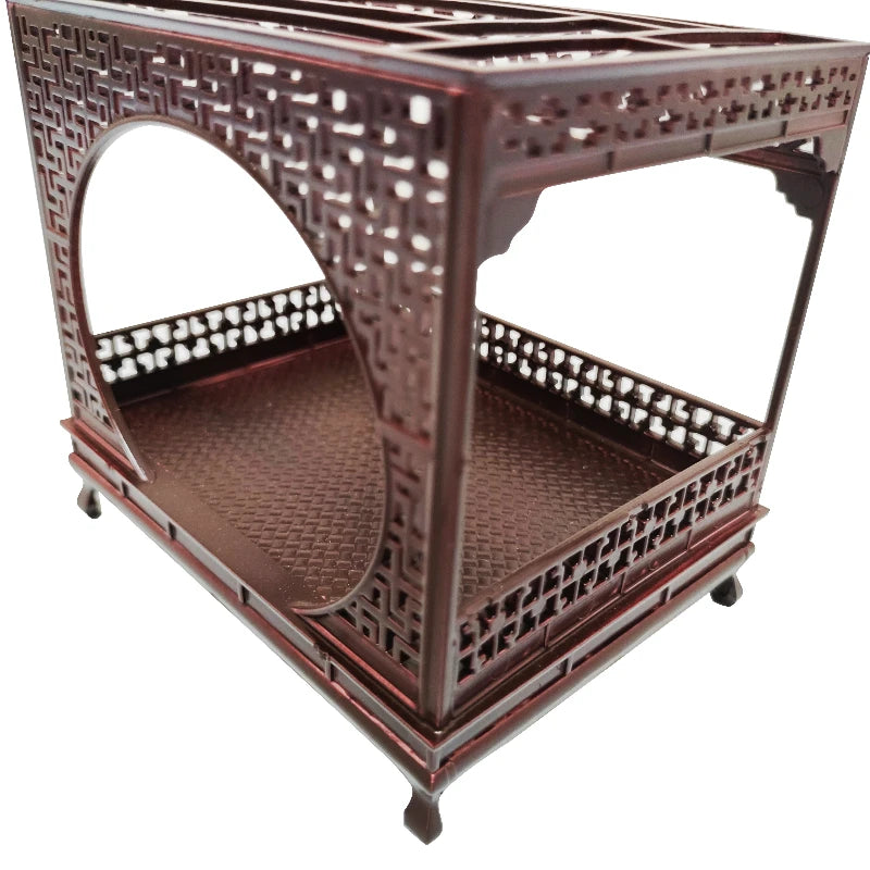 1pc 1:25 Doll Bed Chinese Dollhouse Bedroom Furniture Miniature Accessories for Model House Decoration Craft Construction Kit