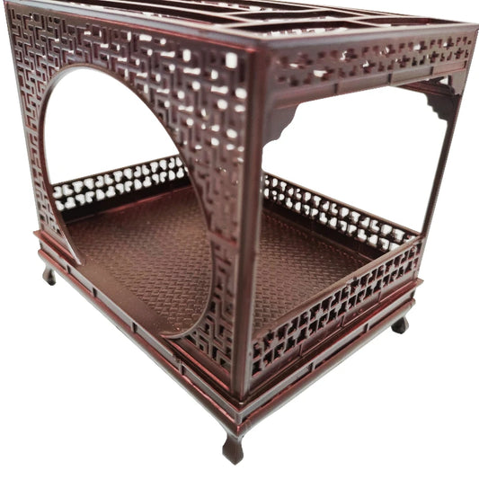 1pc 1:25 Doll Bed Chinese Dollhouse Bedroom Furniture Miniature Accessories for Model House Decoration Craft Construction Kit